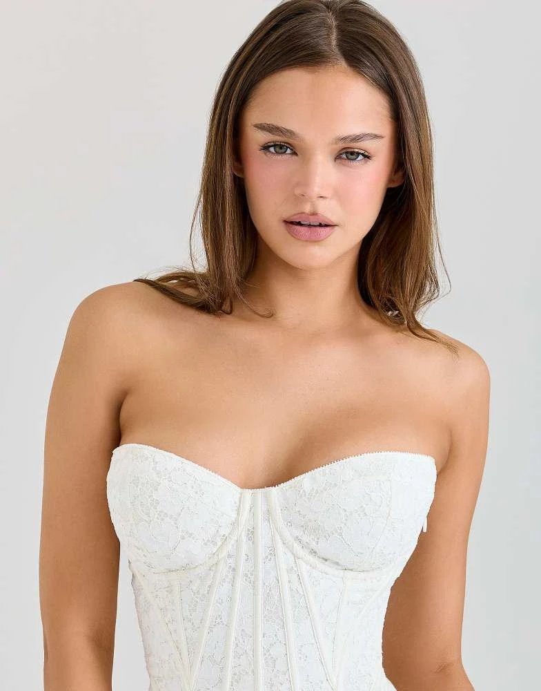 House of CB House of CB Solaine ivory lace corset maxi dress in ivory 4