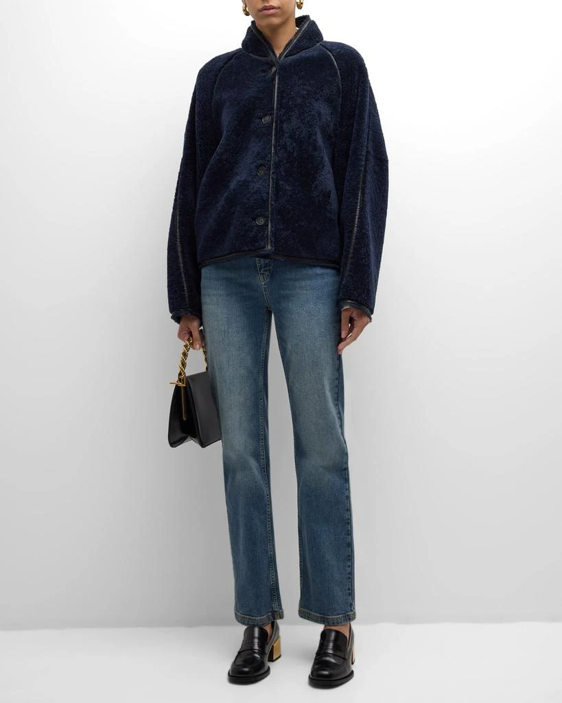 VANESSA BRUNO Dino Leather-Trim Shearling Jacket 3