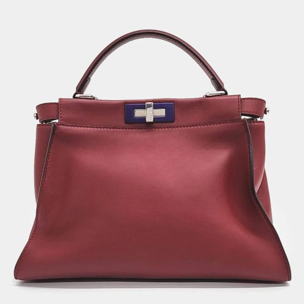 Fendi Fendi Burgundy Leather Regular Monster Peekaboo Bag 1