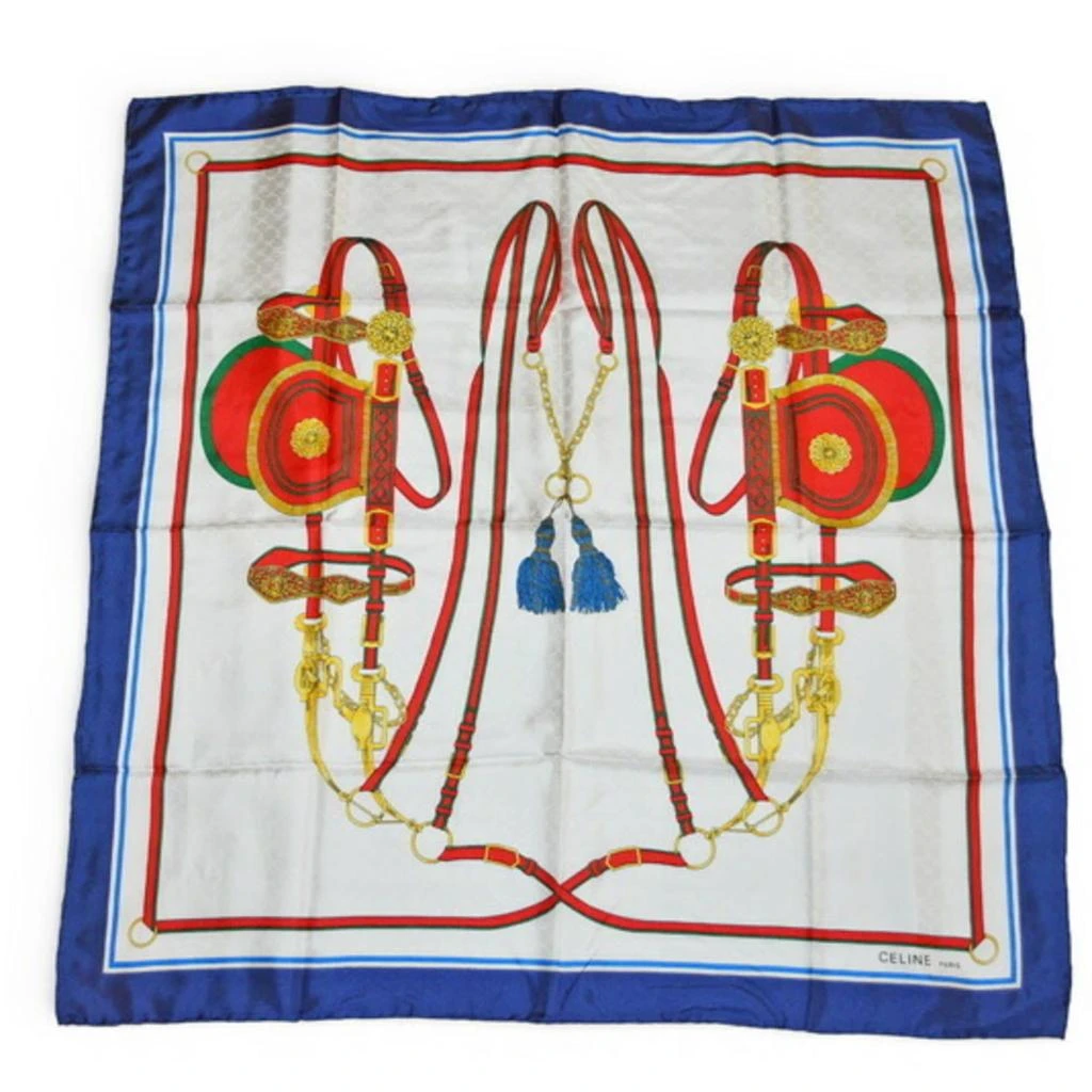 Celine Navy Color Silk Scarf (Pre-Owned) 2