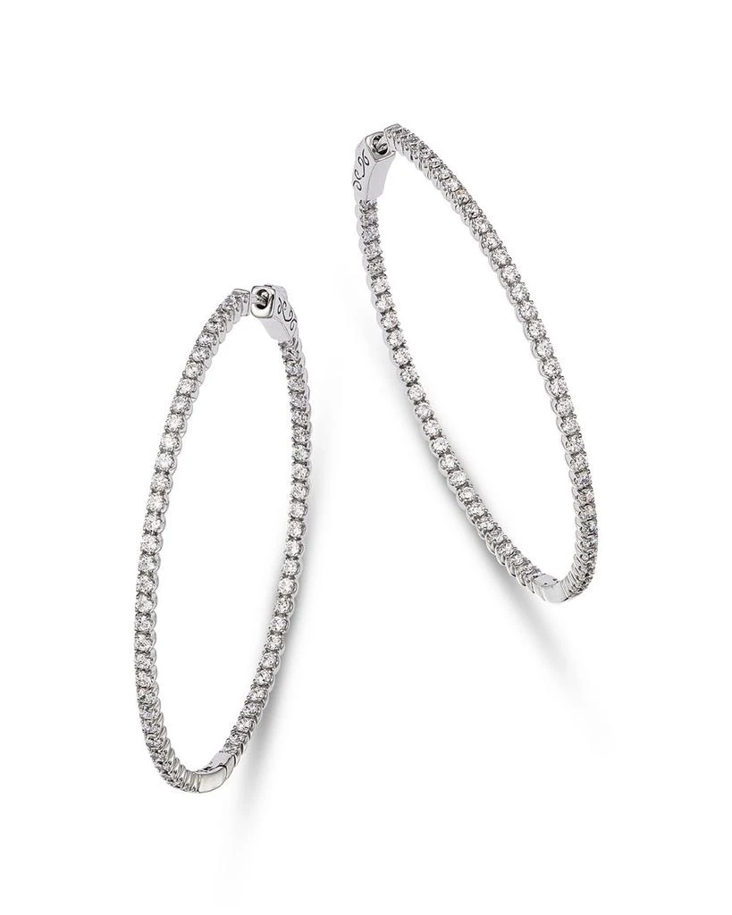 Bloomingdale's Fine Collection Diamond Oval Inside Out Hoop Earrings in 14K White Gold, 2.0 ct. t.w. 1