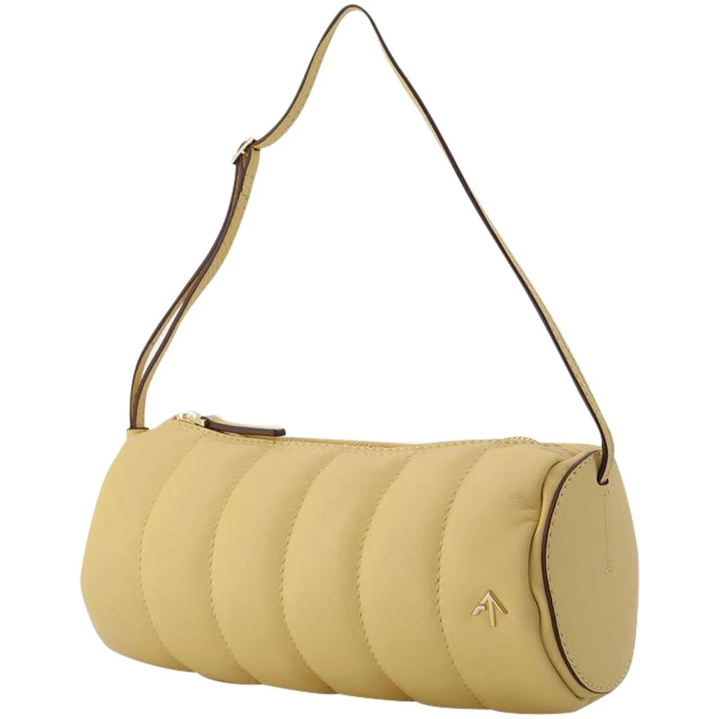 Manu Atelier Padded Cylinder Bag in Cream Leather 2