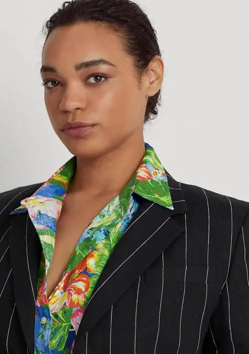 Ralph Lauren Ralph Lauren Plus Size Pinstripe Linen Blazer 3