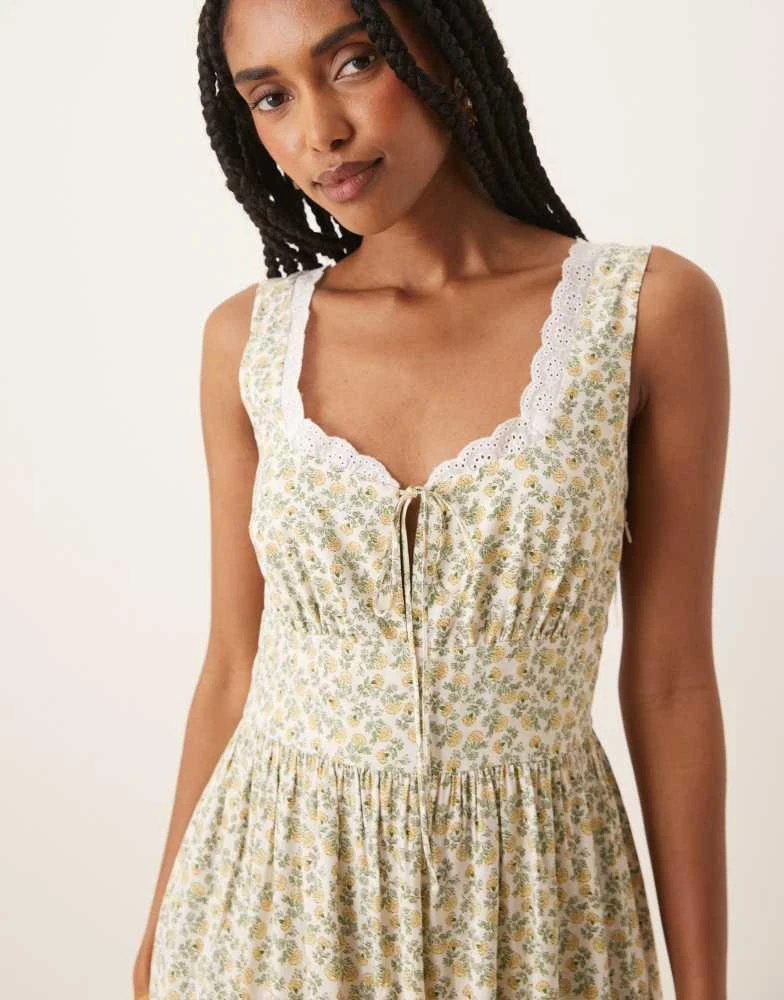 Shop Nobody's Child Heather lace trim midi dress in green floral on Sale at  BeyondStyle  Get 20% Off Nobody's Child Heather lace trim midi dress in  green floral with Limited-Time Flash