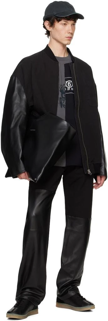 MM6 Black Paneled Leather Jeans 4