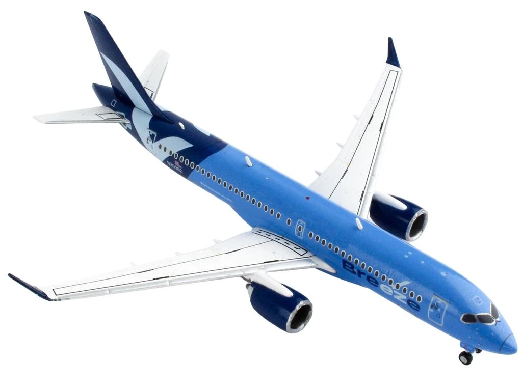GeminiJets Airbus A220-300 Commercial Aircraft "Breeze Airways" Blue with White Wings 1/400 Diecast Model Airplane by 2