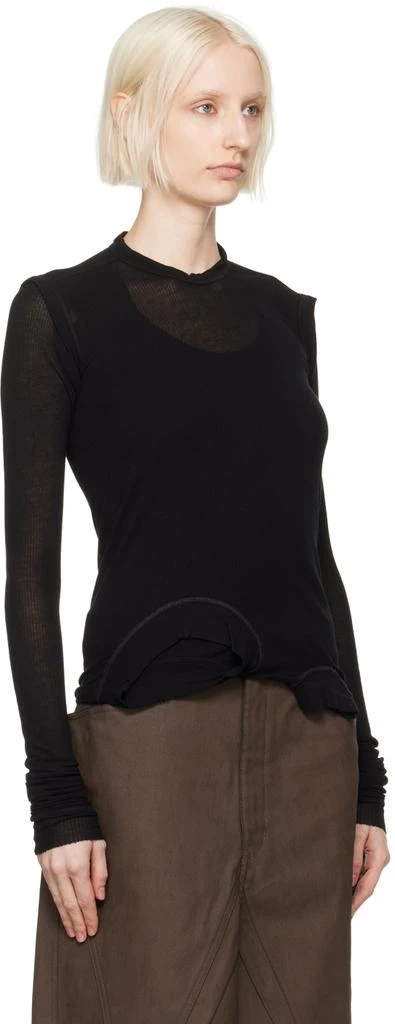 Rick Owens Black Porterville Cropped Banana Long Sleeve T-Shirt 4