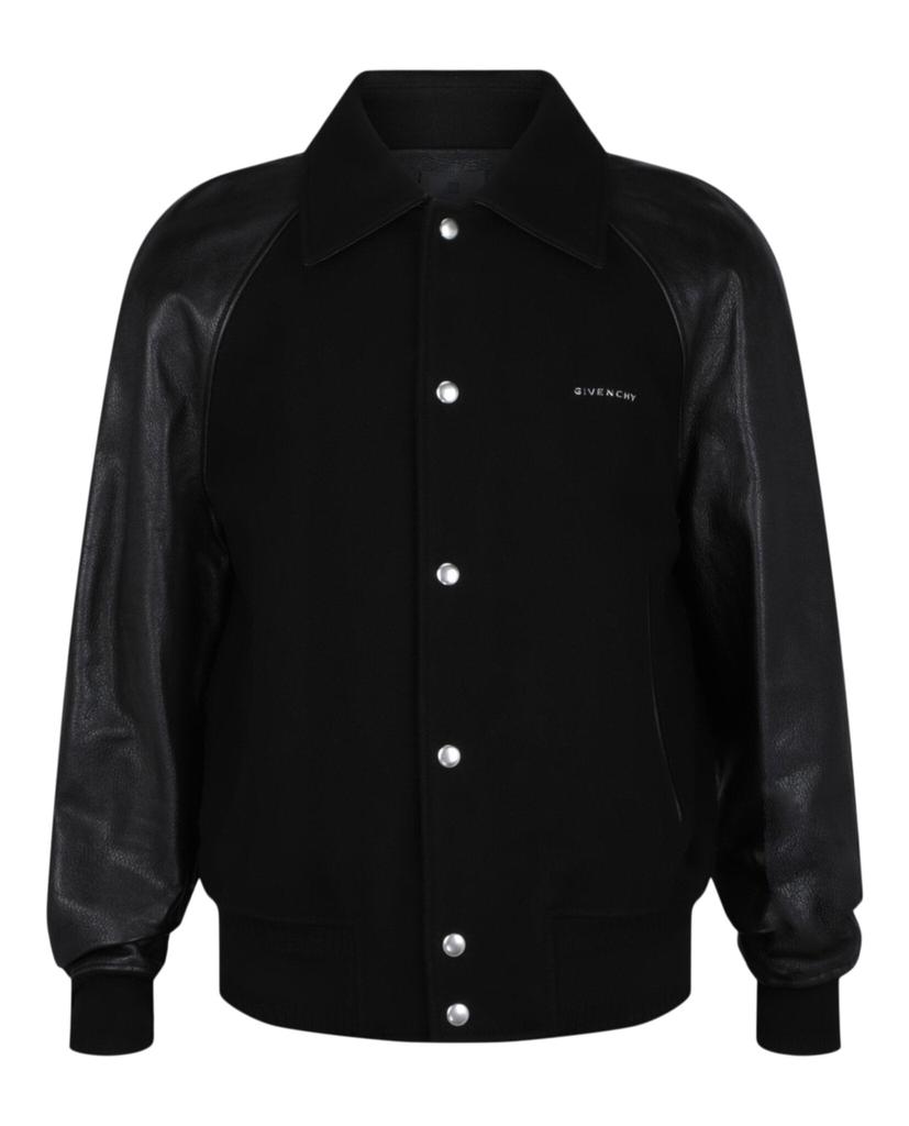 Givenchy Logo-Plaque Leather Varsity Jacket