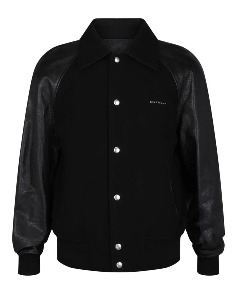 Givenchy Logo-Plaque Leather Varsity Jacket 1