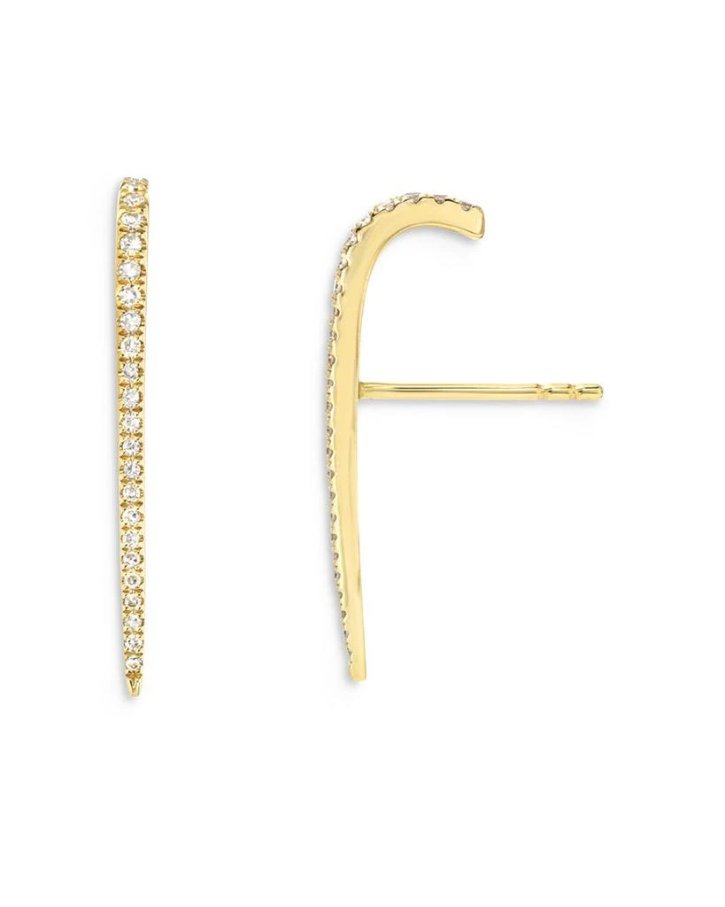 Zoe Lev 14K Yellow Gold Diamond Curved Bar Stud Earrings 1