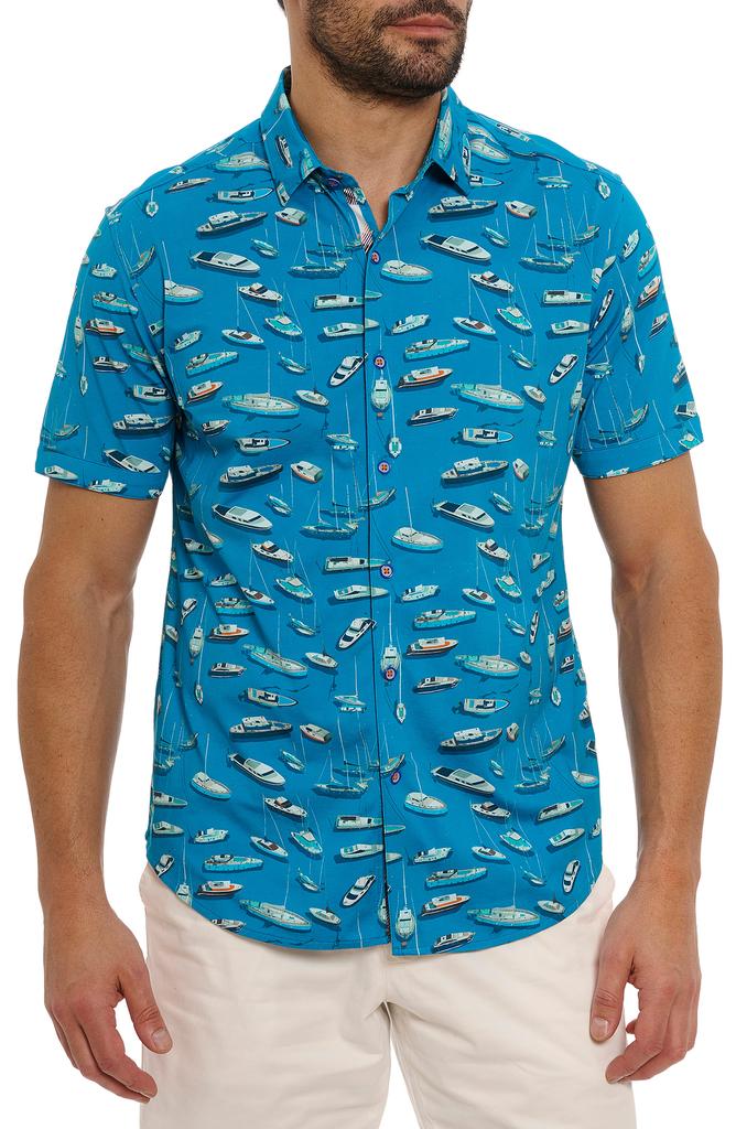 Robert Graham Boat Marina Short Sleeve Button-Up Shirt