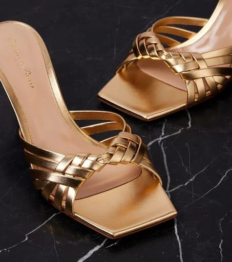 Gianvito Rossi Woven metallic leather mules 5