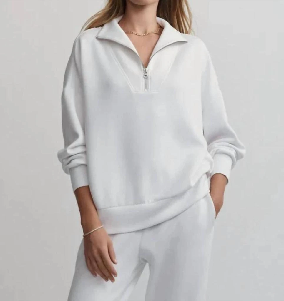 Varley Hawley Half Zip Sweatshirt In White 1