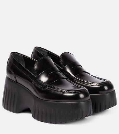 hogan H-Stripes wedge leather loafers 1