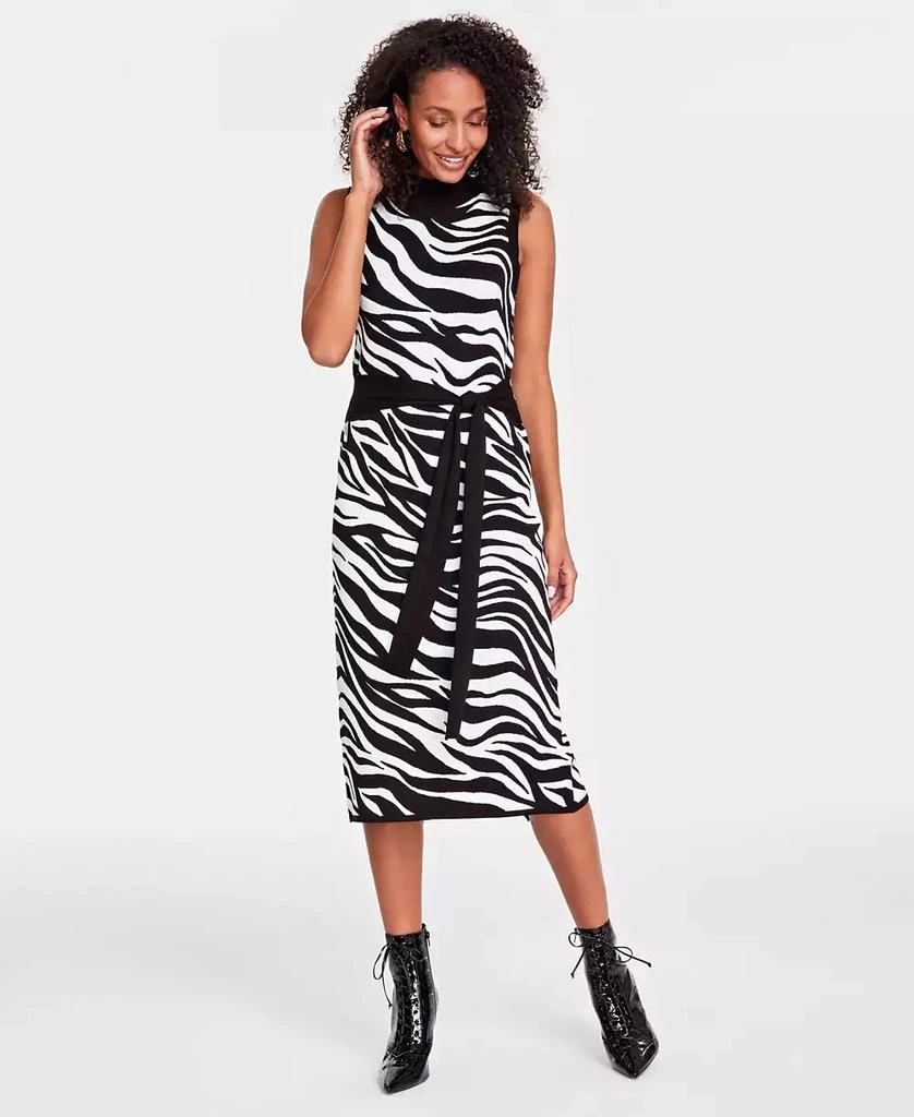 INC International Women's Zebra Jacquard Sweater Dress, Created for Macy's 1