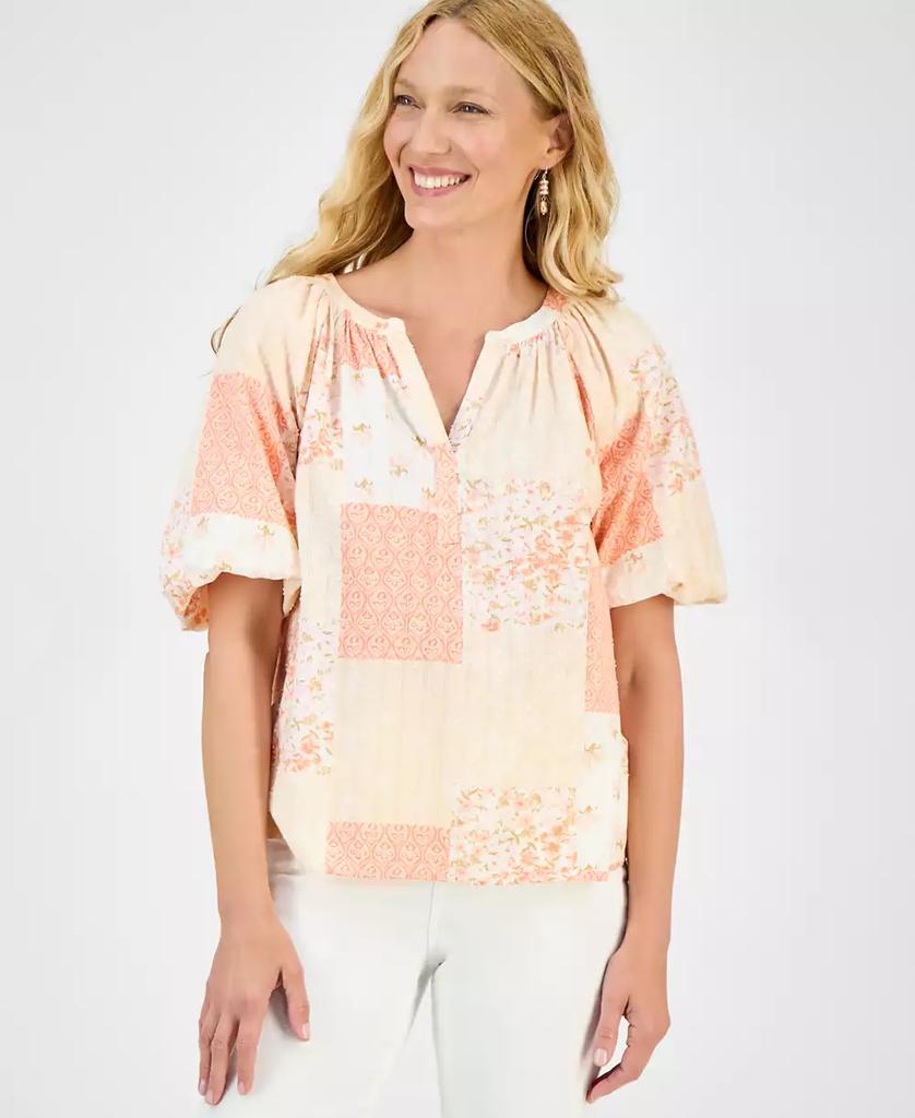 売れ筋商品|||スタイルアンドコー カットソー トップス レディース Women's Printed Cotton Gauze Camp Shirt, Exclusively at Macy's Floral Indigo Style & Co Women's Printed Cotton Gauze Camp Shirt