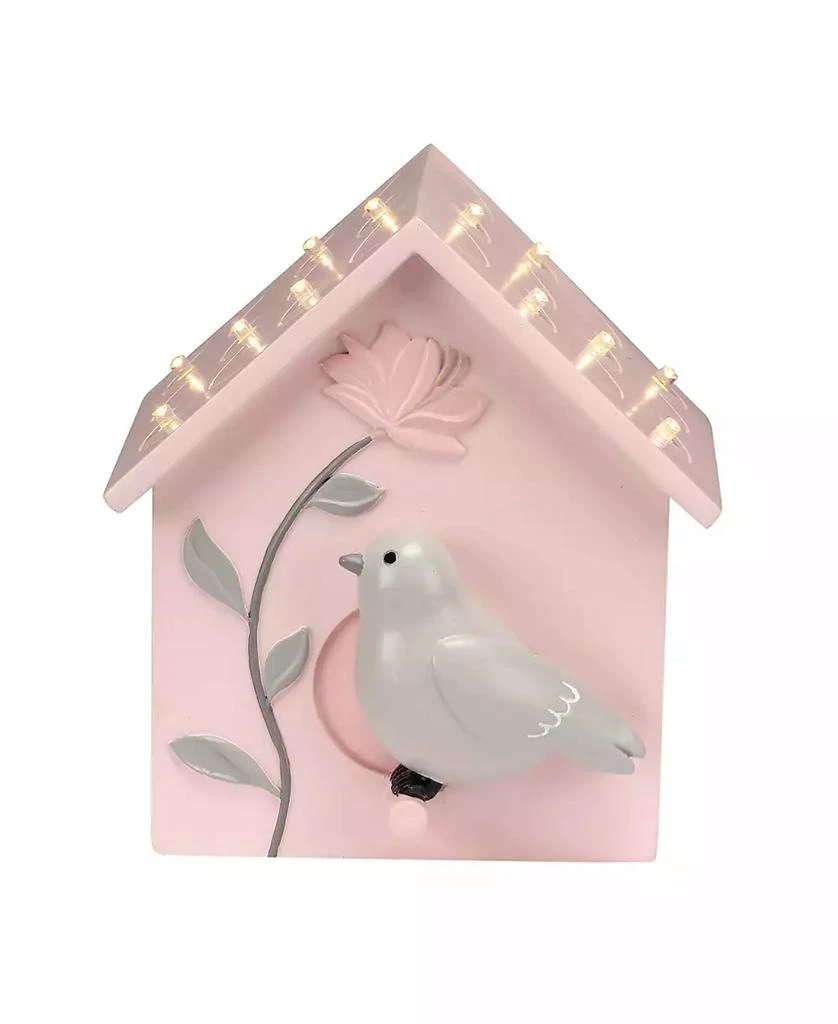 Lambs 
Ivy Petals Pink/Gray Birdhouse Table Top Night Light LED Lamp 3