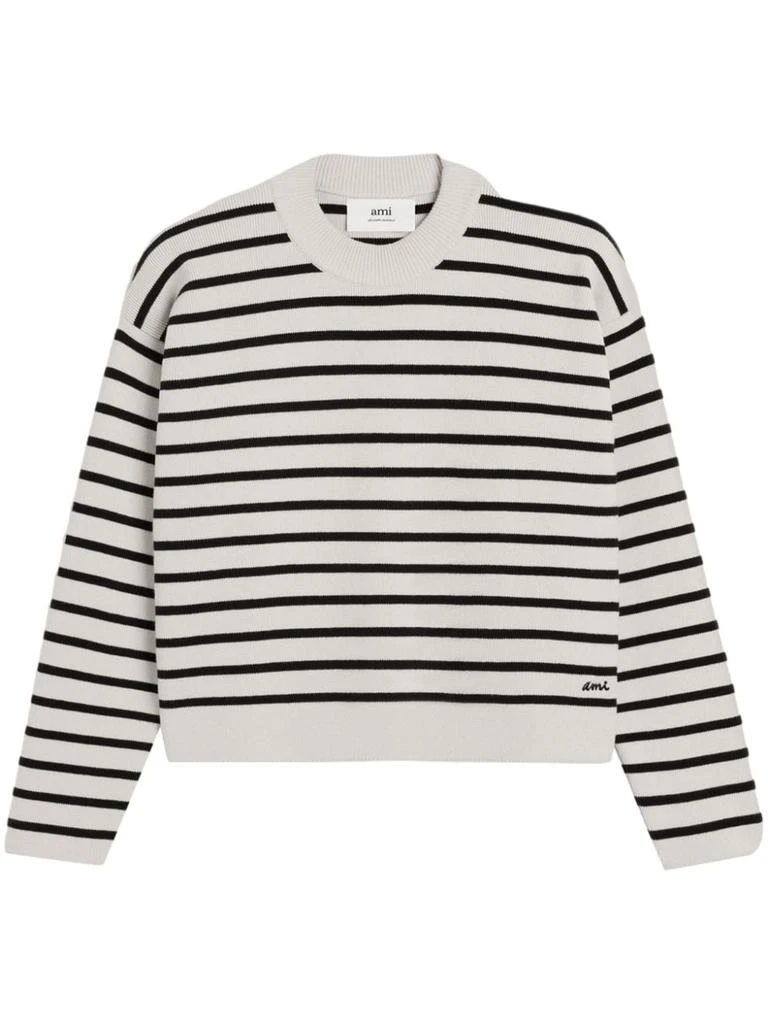 AMI AMI PARIS - Striped Organic Cotton Sweater 1