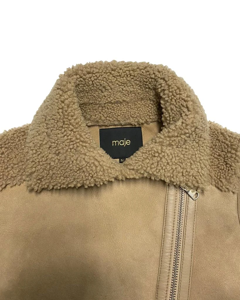 Maje Gombery Shearling Jacket in Beige Suede 6