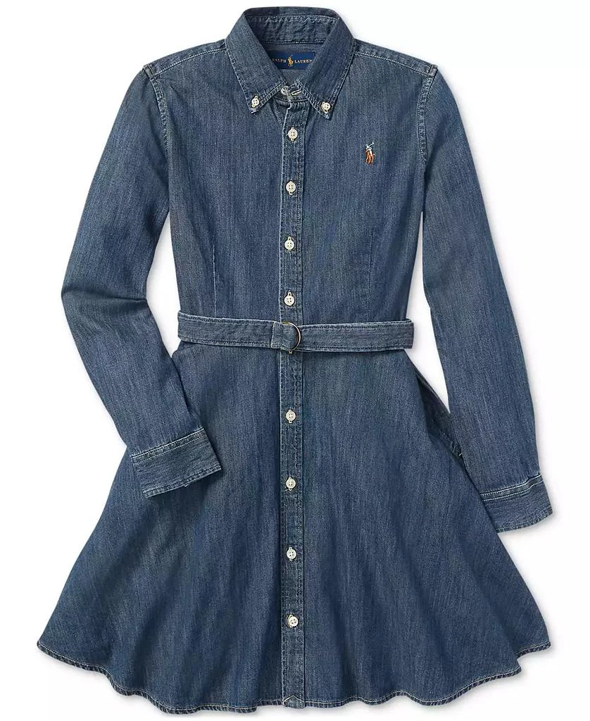 Ralph Lauren Big Girls Belted Denim Cotton Shirtdress 6