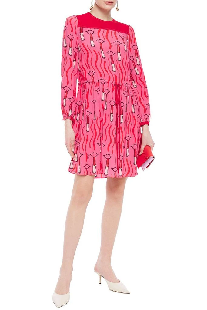 Valentino Gathered printed silk crepe de chine mini dress 2