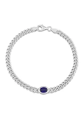 Belk 
Co. Lab Created 1.27 ct. t.g.w. Created Blue Sapphire Bracelet With Chain Silver Length (inches): 7.5
