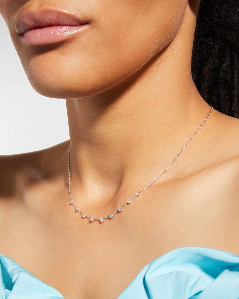 Memoire White Gold Round 9-Diamond Necklace, 18"L, 0.37-0.43tcw