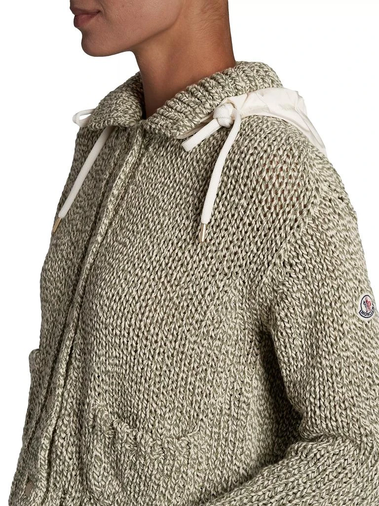 Moncler Cotton-Blend Knit Hooded Cardigan 6