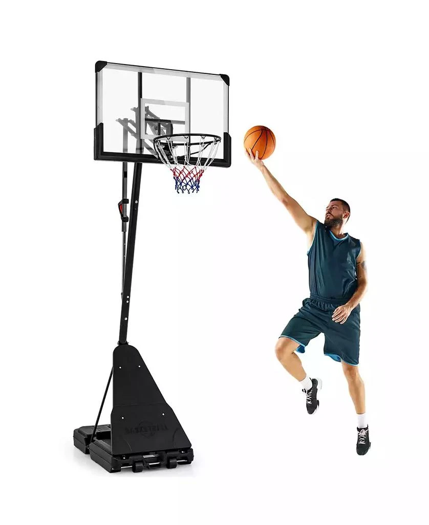 Costway 4.9-10 FT Basketball Hoop System with 44 Inch Shatterproof Backboard with Wheels 1