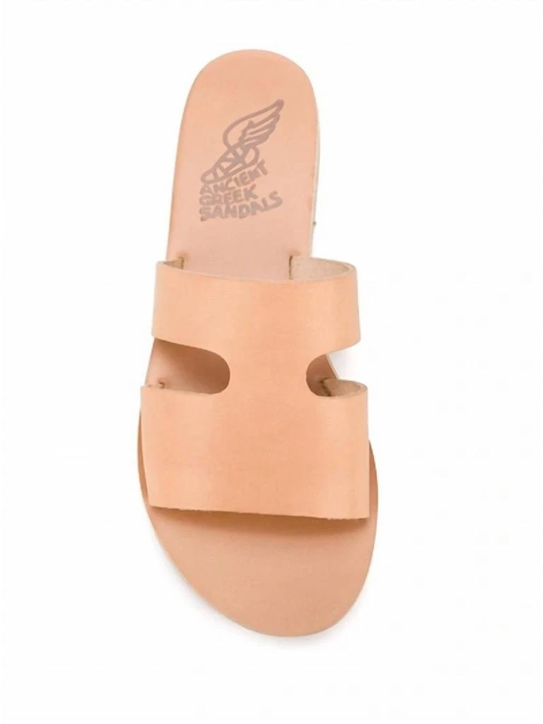 ANCIENT GREEK SANDALS Women's Apteros Slide Leather Flat Sandals In Natural 4