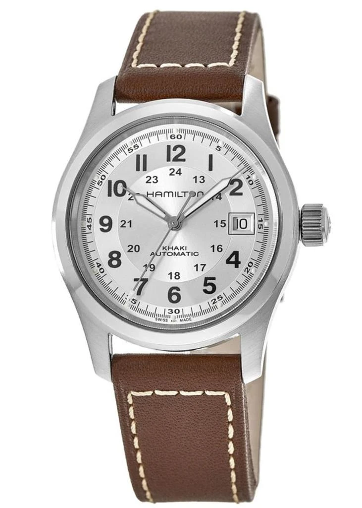 Hamilton Khaki Field Auto 38MM Silver Dial Leather Strap Men's Watch H70455553 1
