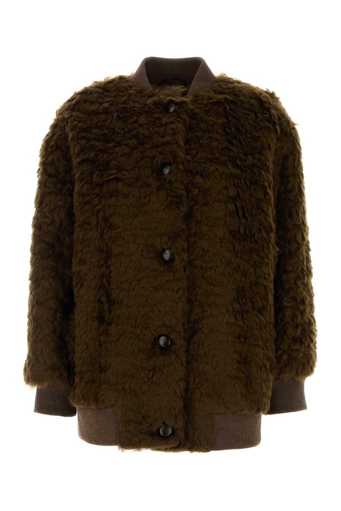 Weekend Max Mara BROWN TEDDY AGIATE BOMBER JACKET