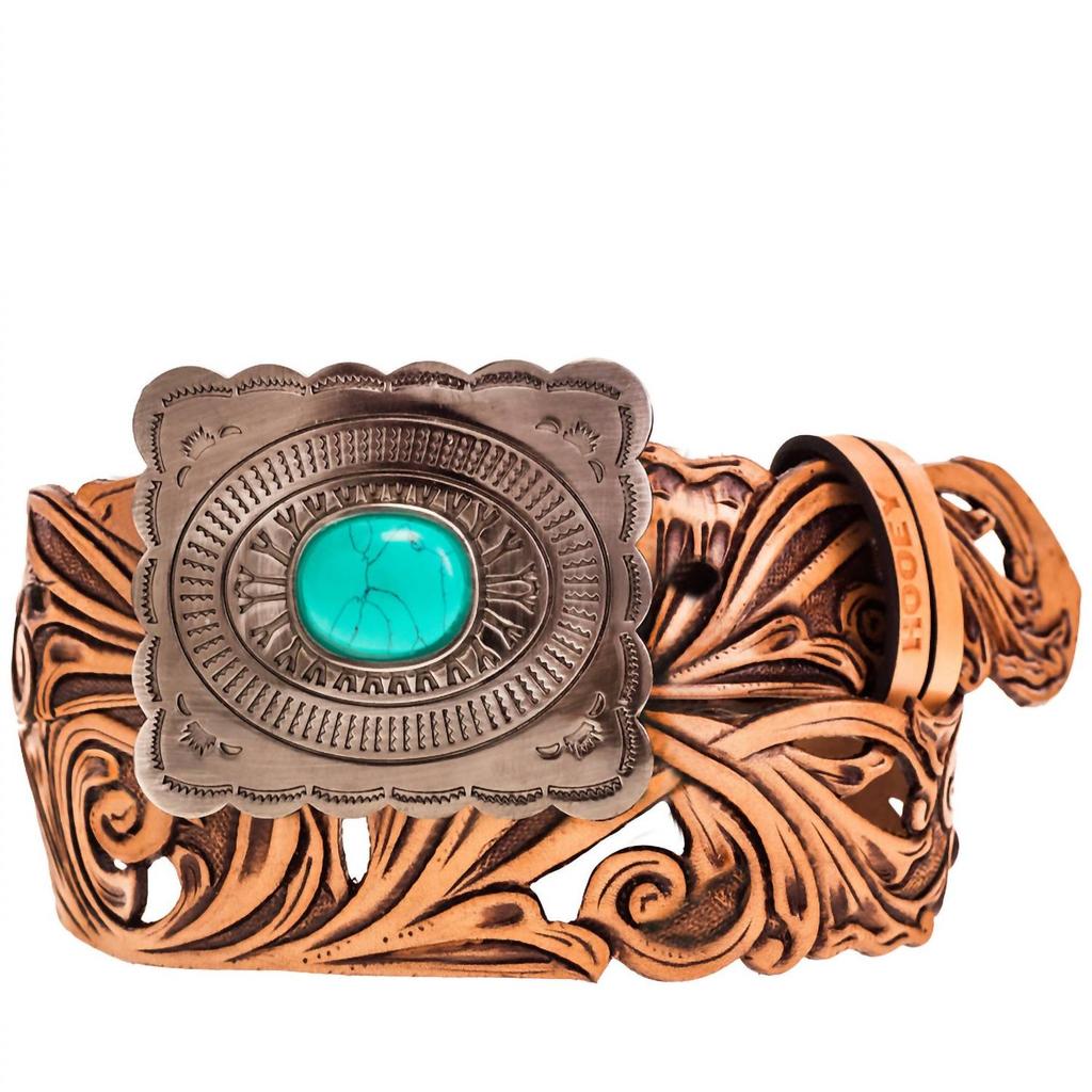 HOOEY Rogue Ladies Belt In Tan W/ Filigree Cutouts