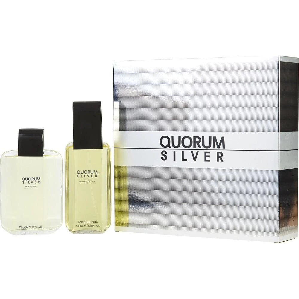 Antonio Puig Quorum Silver By  Edt Spray 3.4 Oz & Aftershave 3.4 Oz Men 1