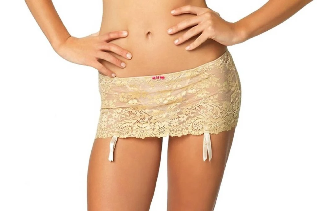 Felina La Dame Garter Skirt With Attached G-String In Sugar Baby
