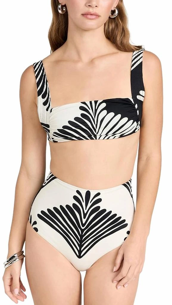 JOHANNA ORTIZ Turkana Bikini Top In Fans Black Ecru 4