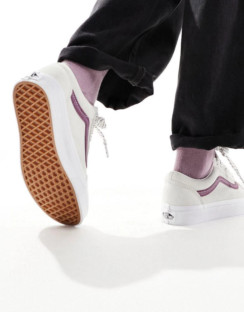 Vans Vans Old Skool trainers in off white and deep purple with lace interest 5