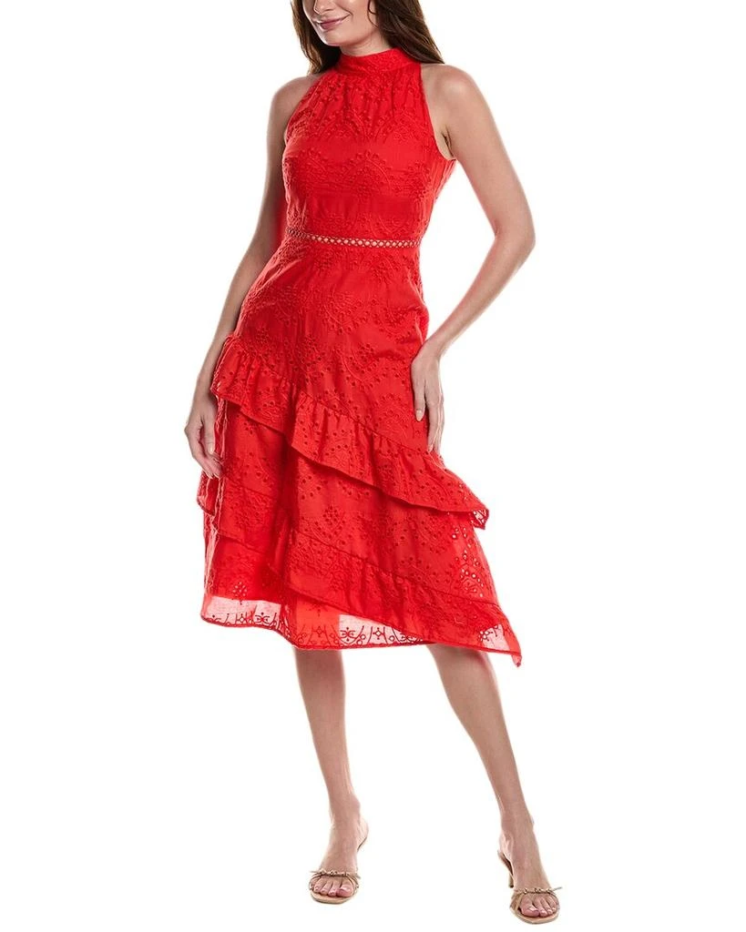 Sam Edelman High Neck Eyelet Midi Dress 1