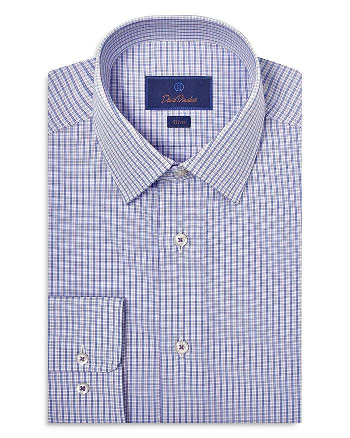 David Donahue Slim Fit Poplin Check Dress Shirt