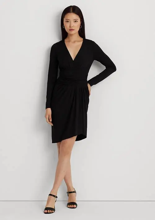 Ralph Lauren Ruched Stretch Jersey Surplice Dress 1