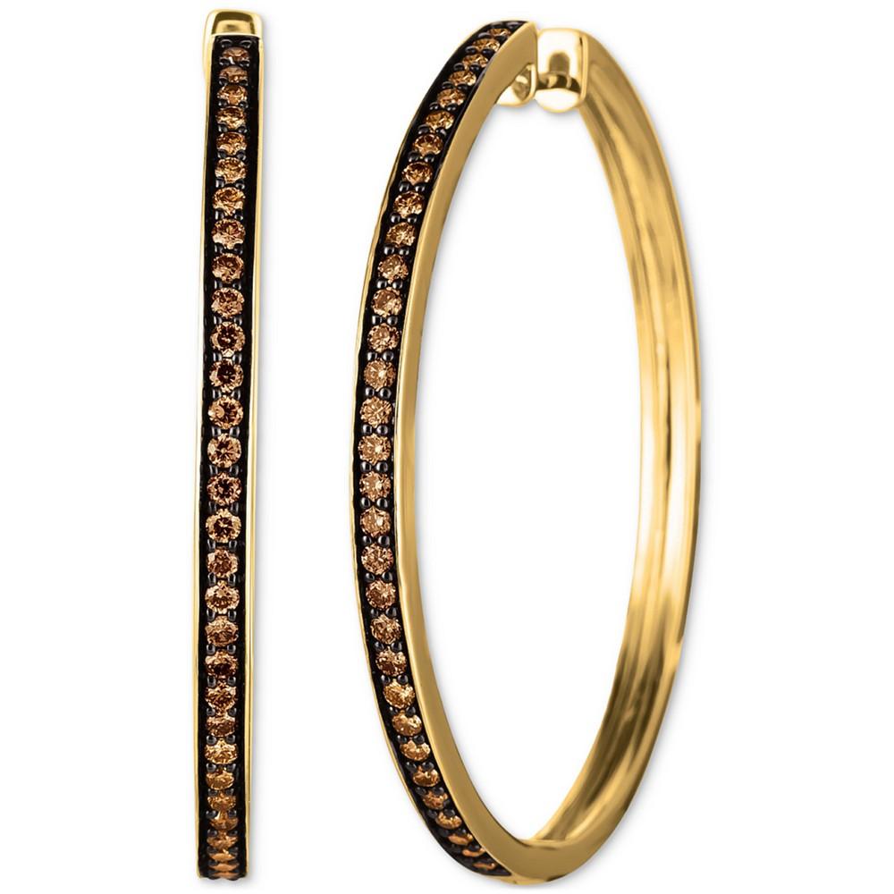 Le Vian Chocolate Diamond Medium Hoop Earrings (1 ct. t.w.) in 14k Gold, 1.57"