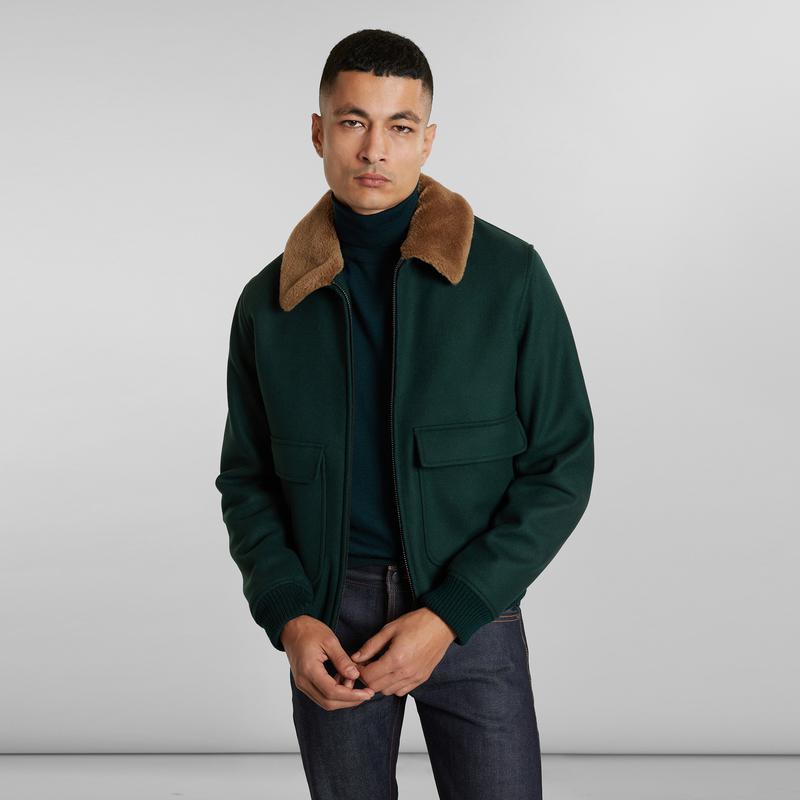 L'Exception Paris Virgin wool aviator jacket Vert L'EXCEPTION PARIS