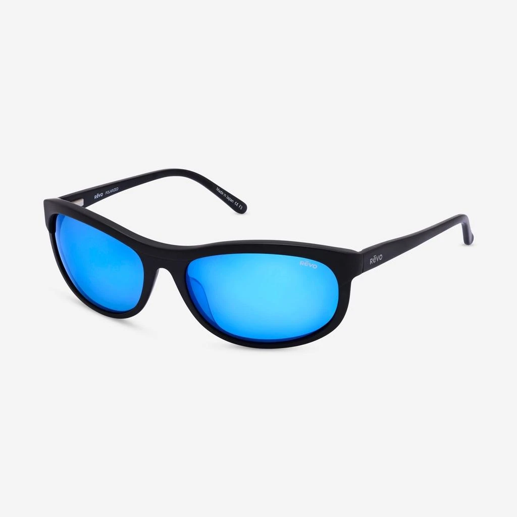 Revo Revo Vintage Men's  Wrap Matte Black & H2O Heritage Blue Wrap 61 mm Sunglasses RE118001H20 2