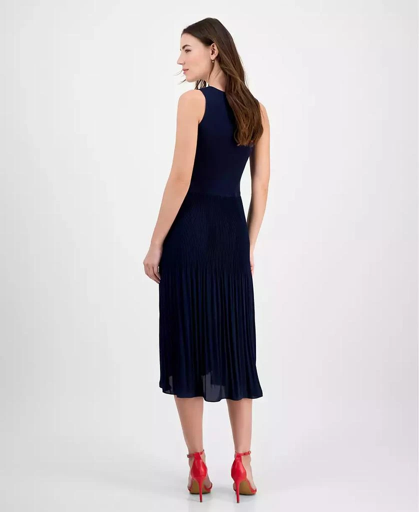 Tahari Women's Ribbed Pleated Sleeveless Fit & Flare Dress 5