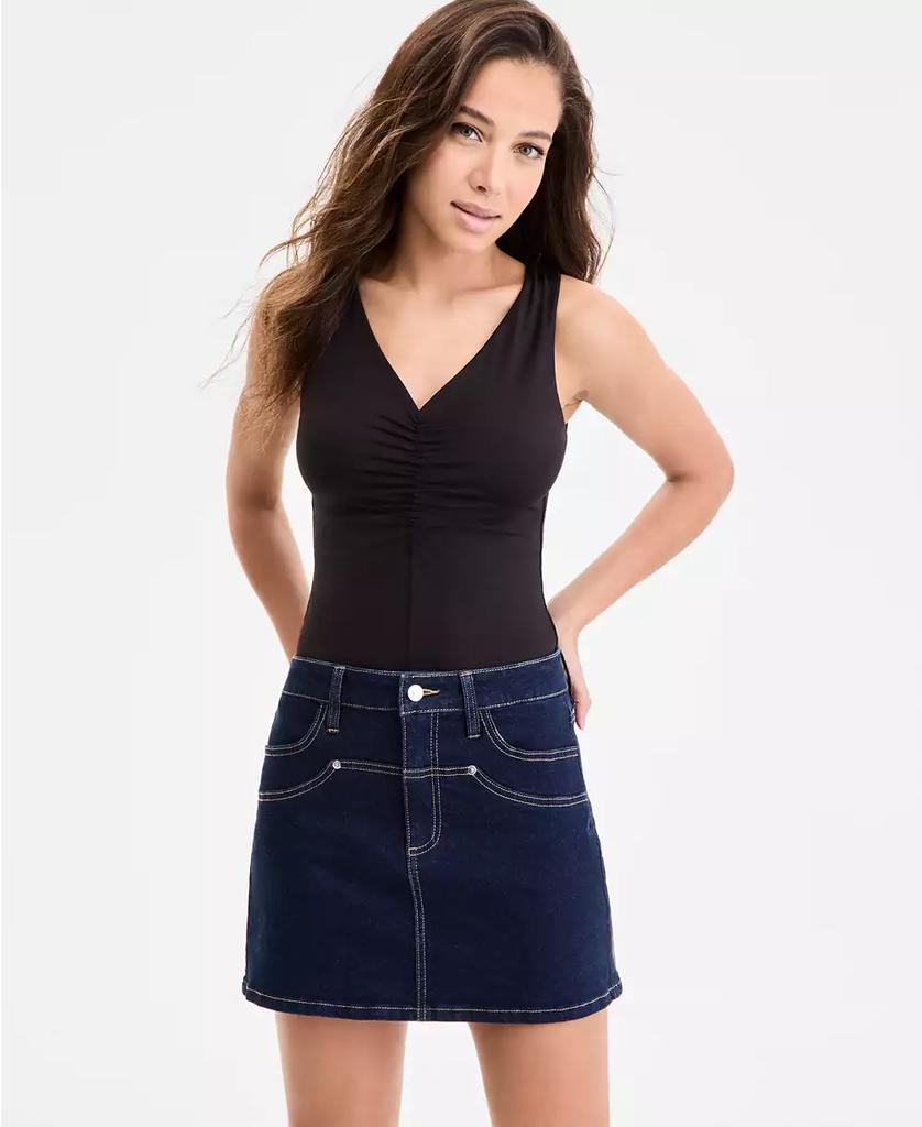 Bar III Women's Ruched V-Neck Sleeveless Bodysuit, Exclusively at Macy's