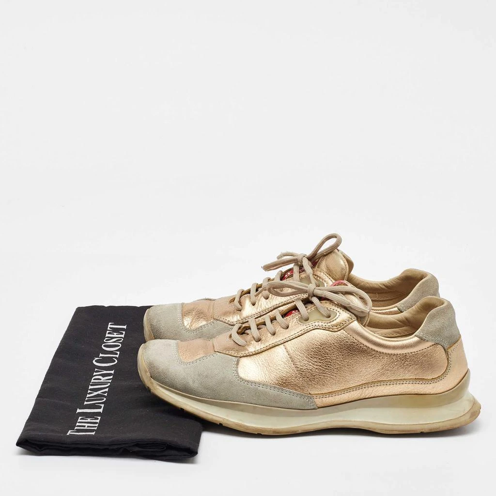 Prada Prada Sport Beige/Gold Leather and Suede America's Cup Low Top Sneakers Size 39.5 9