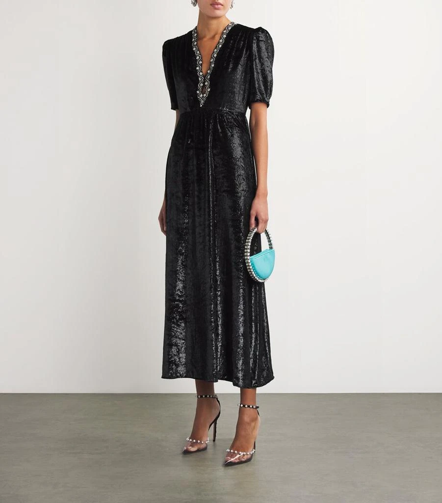 Saloni Velvet Embellished Tabitha Midi Dress 2