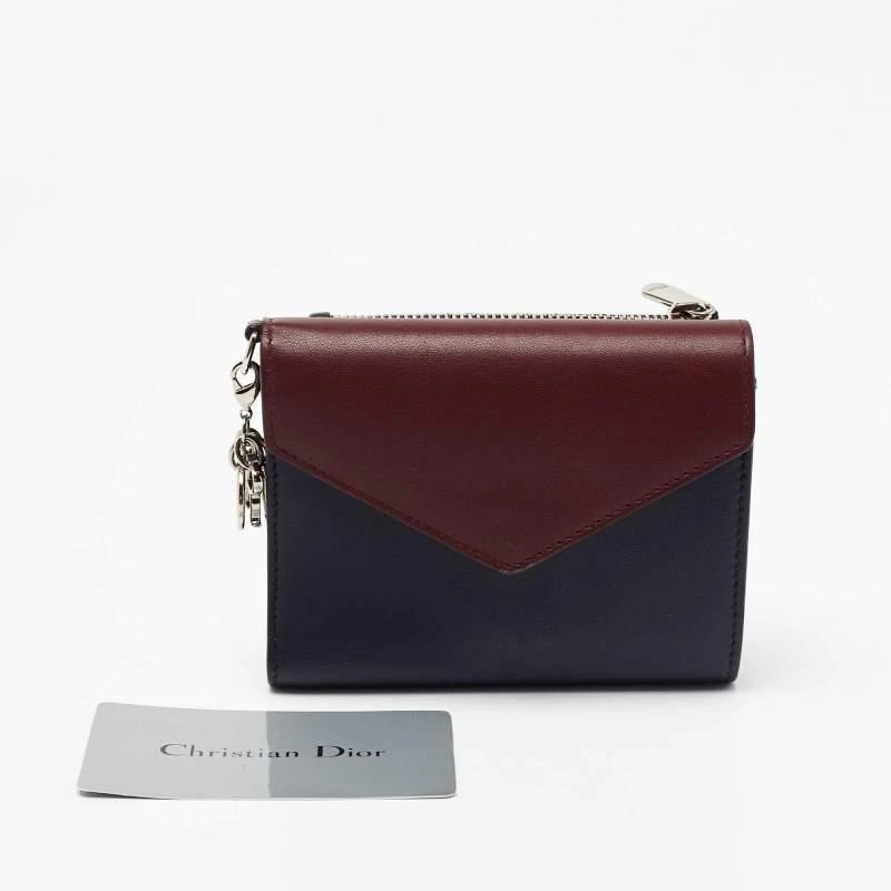 Dior Dior Burgundy/Dark Blue Leather Diorissimo Envelope Wallet 13