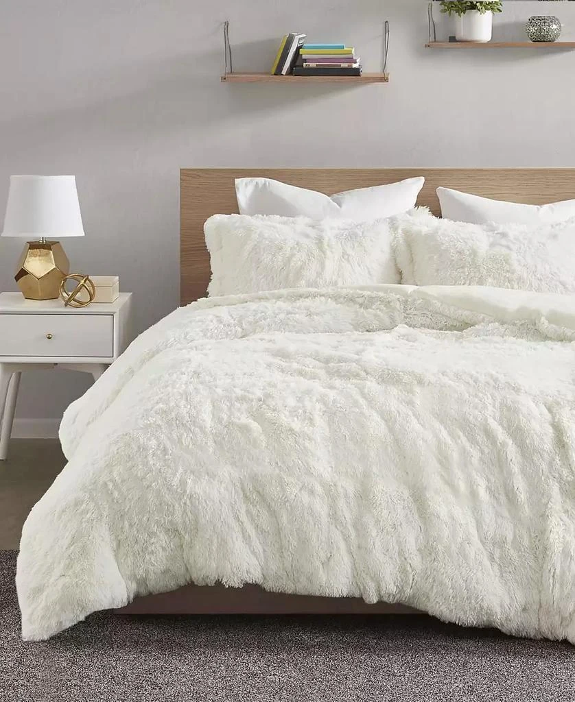Macy's Malea Shaggy Faux-Fur 3-Pc. Duvet Cover Set 1