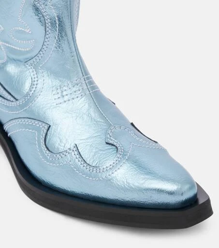 Ganni Embroidered metallic cowboy boots 6